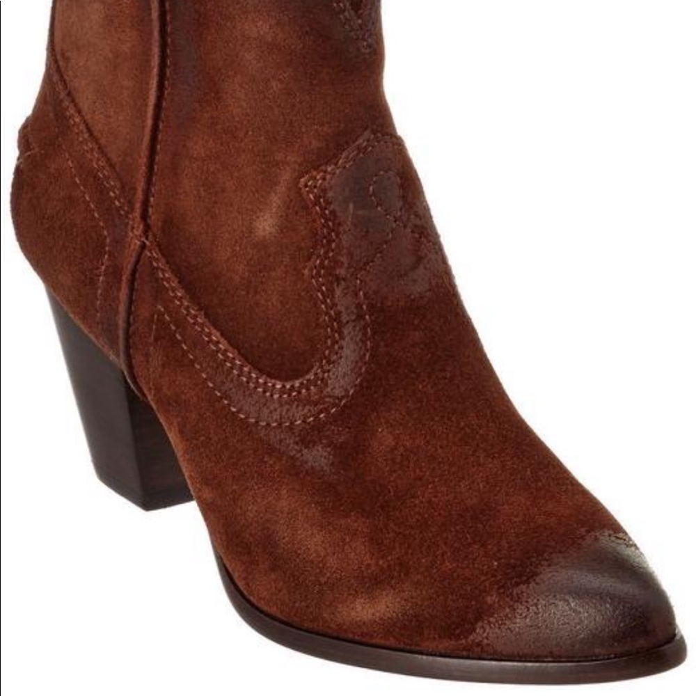 Frye Renee Seam Short Brown Suede Boots